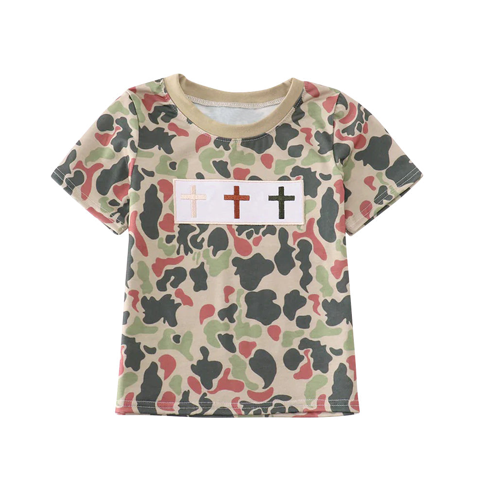 camo cross kids boys summer short top
