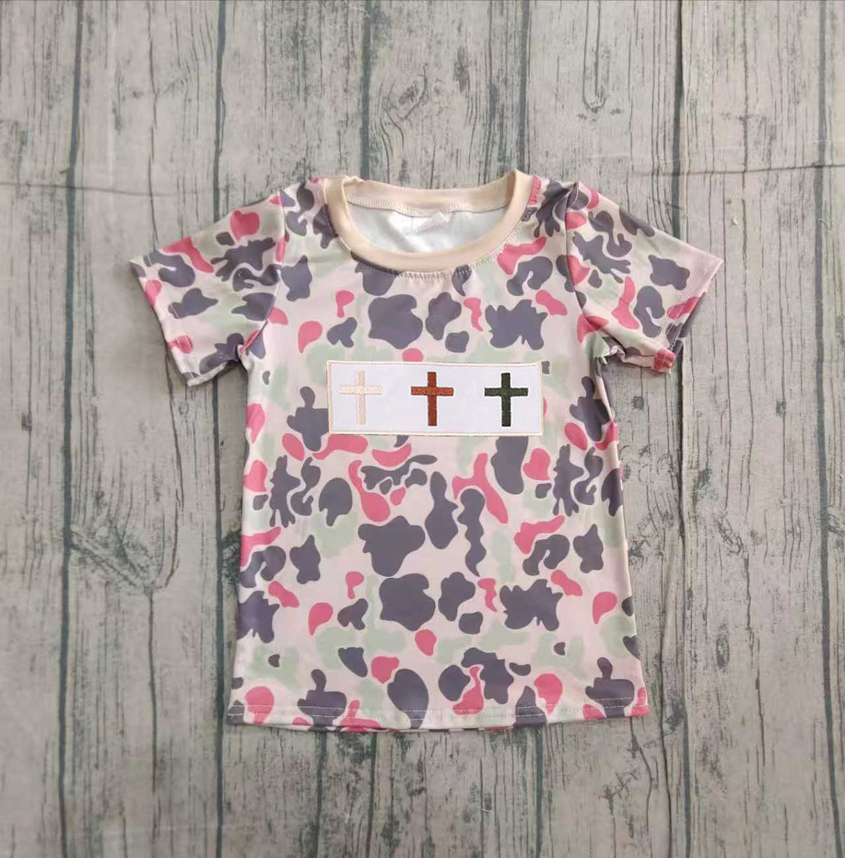 camo cross kids boys summer short top