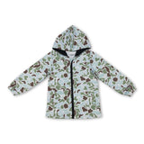 Green camo deer duck hunting boys zipper hooded jacket
