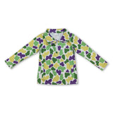 Green yellow purple camo kids boys zipper Mardi Gras pullover