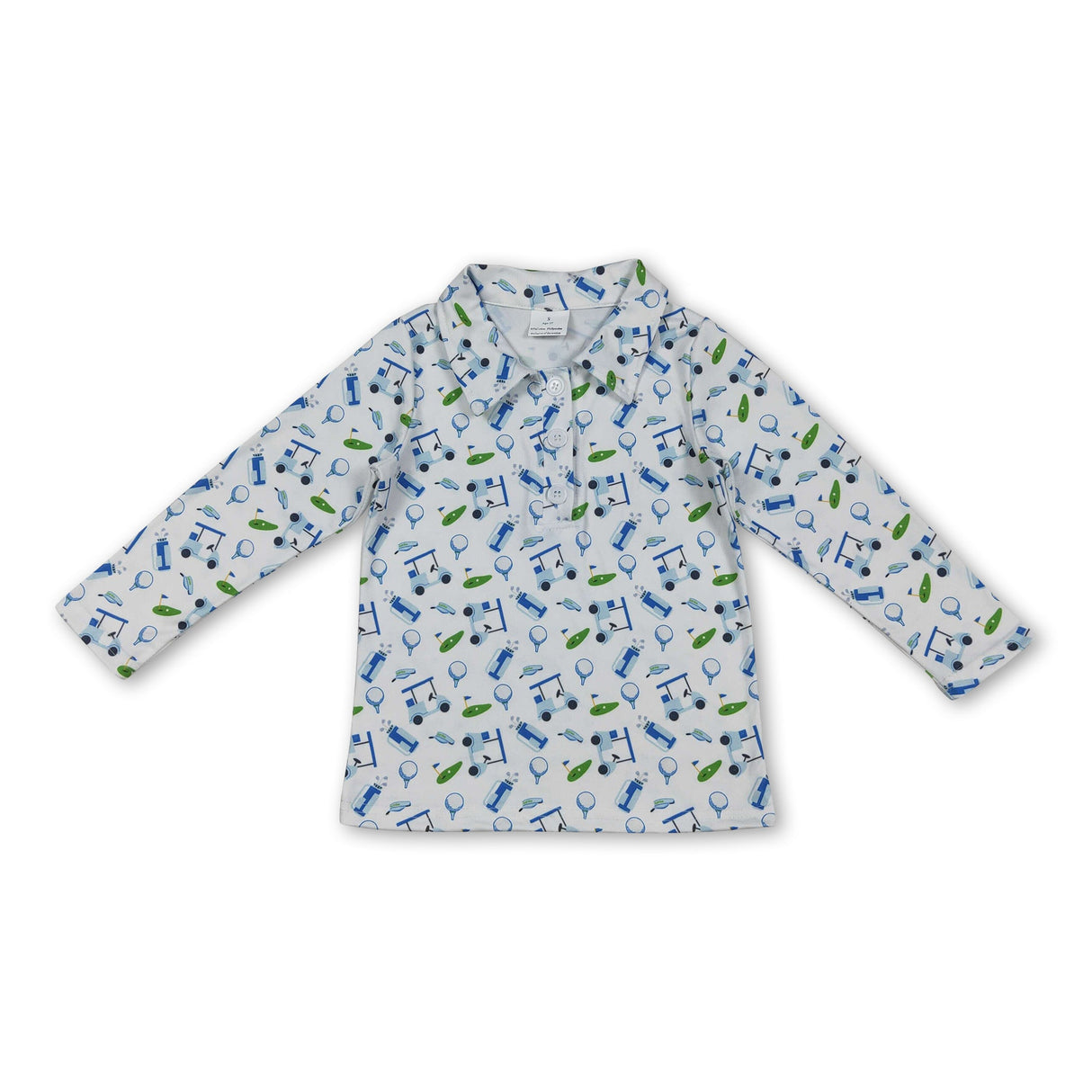 Long sleeves white golf kids boys polo shirt