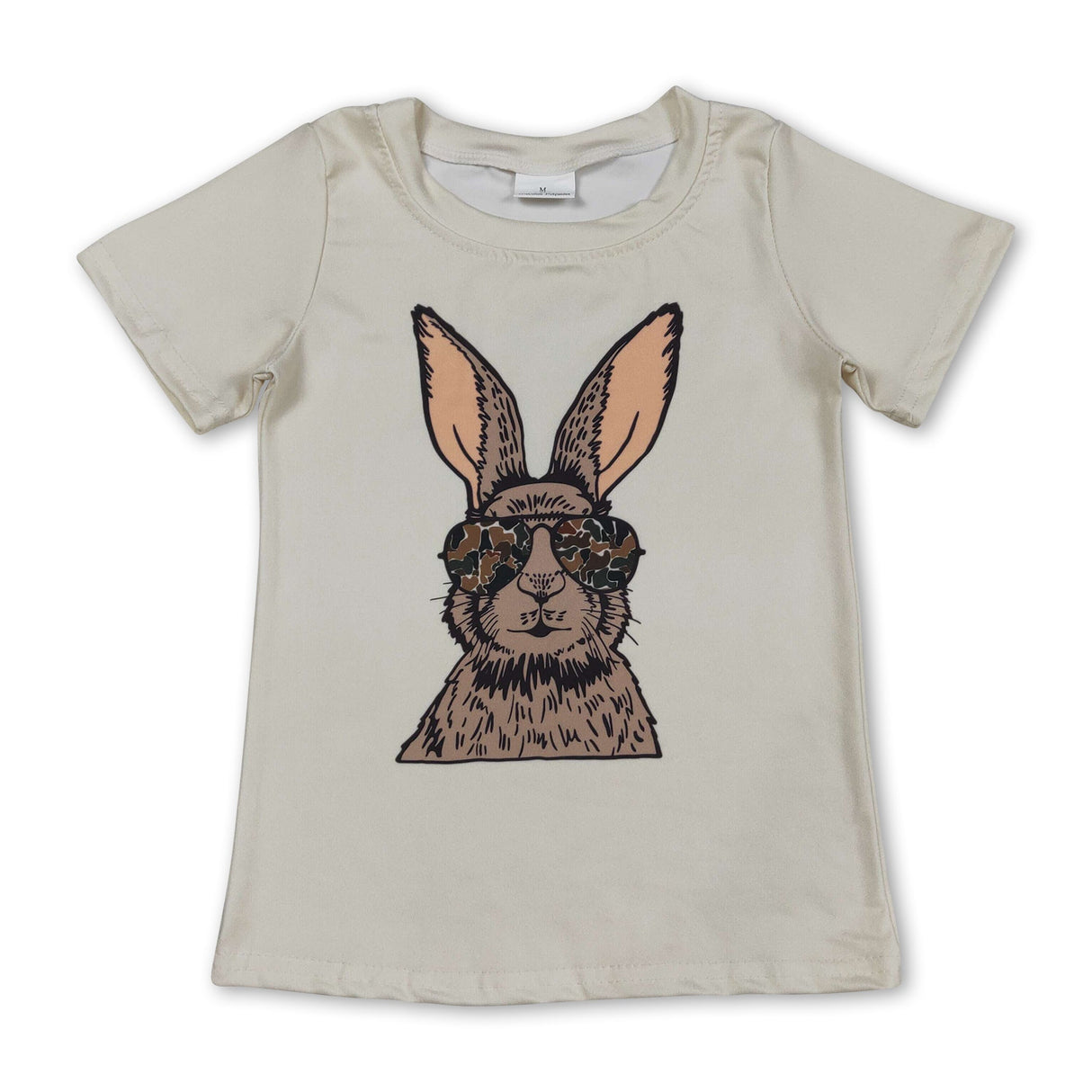 Short sleeves camo glasses rabbit kids boys Easter shirt