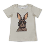 Short sleeves camo glasses rabbit kids boys Easter shirt
