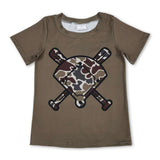 Short sleeves golf brown camo kids boys T-shirt