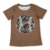 Short sleeves baseball brown camo kids boys T-shirt