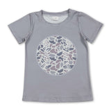 Short sleeves baseball grey camo kids boys T-shirt