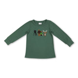Long sleeves deer embroidery kids boys shirts