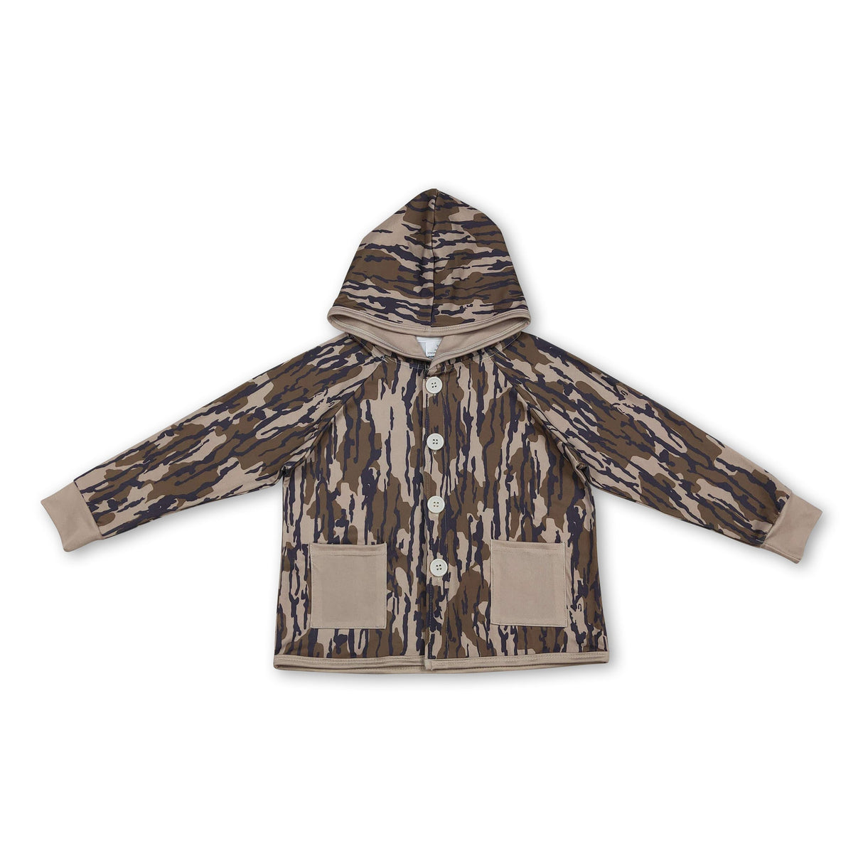 Khaki pockets camo kids boys hooded jackets