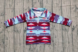 Long sleeves aztec western kids zipper pullover