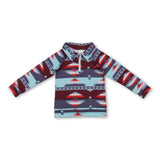 Long sleeves aztec western kids zipper pullover