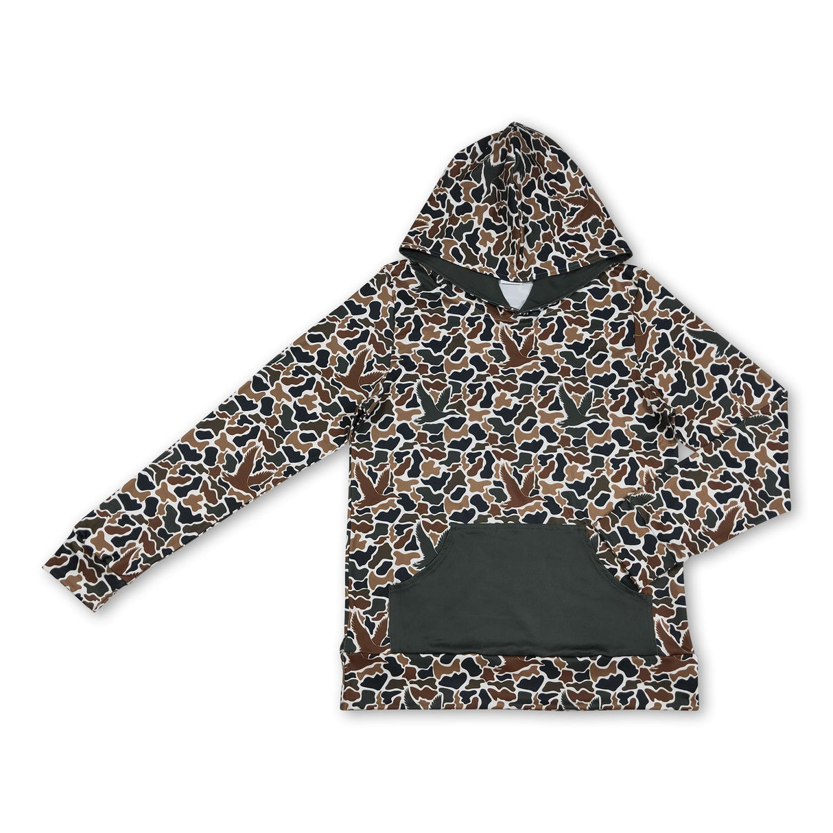 Long sleeves duck camo pocket adult men hoodie