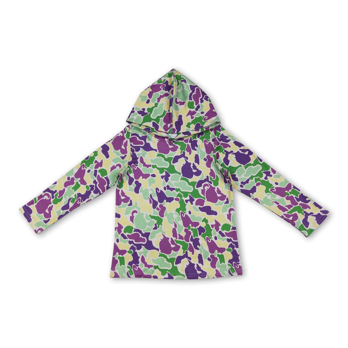 Purple yellow green camo kids boys Mardi Gras hoodie