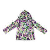 Purple yellow green camo kids boys Mardi Gras hoodie