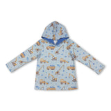 Long sleeves blue heart constructions boys Valentine's hoodie