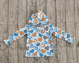 Long sleeves blue heart kids boys Valentine's hoodie