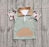 Camo short sleeves duck pocket kids boys pullover