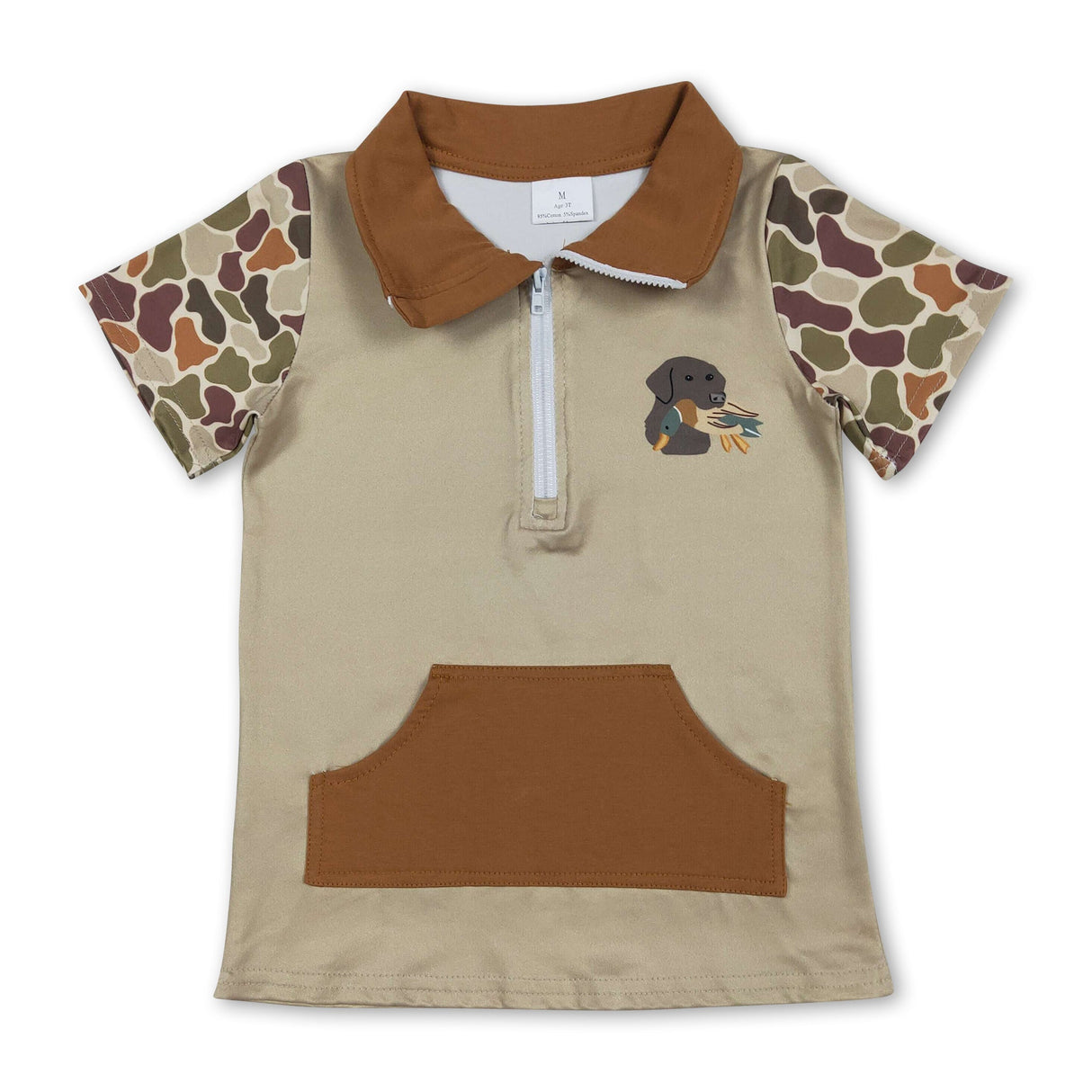 Camo short sleeves dog pocket kids boys pullover