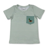 Short sleeves duck pocket stripe kids boys shirt