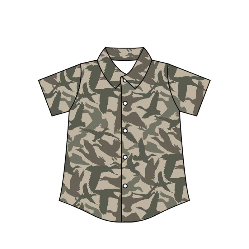 Short sleeves duck camo kids boys button down shirt