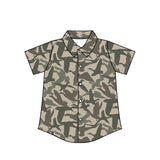Short sleeves duck camo kids boys button down shirt