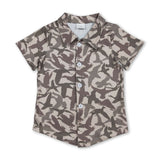 Short sleeves duck camo kids boys button down shirt