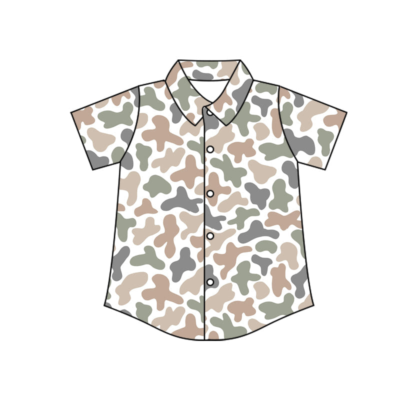 Short sleeves hunting camo kids boys button down shirt