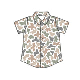 Short sleeves hunting camo kids boys button down shirt