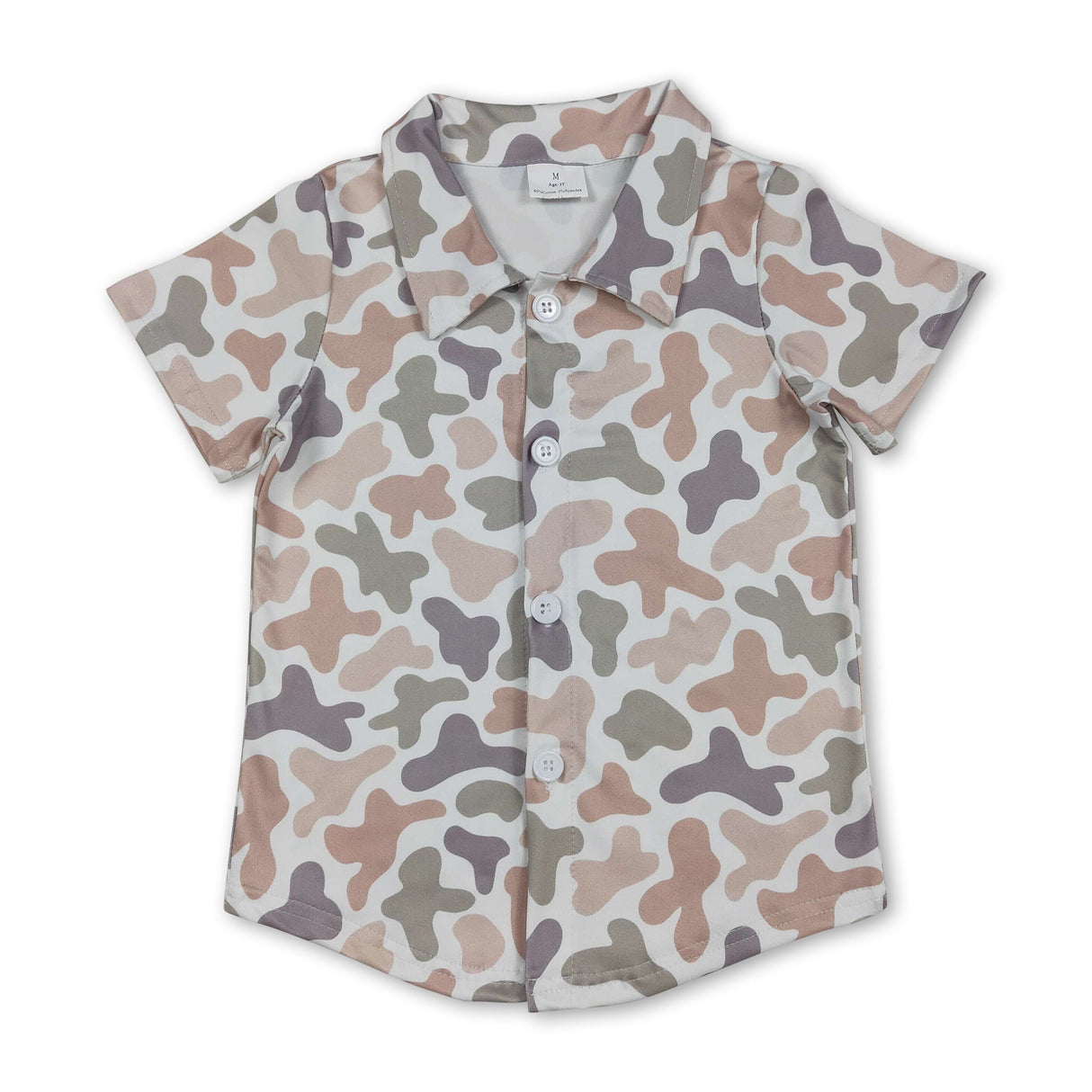 Short sleeves hunting camo kids boys button down shirt