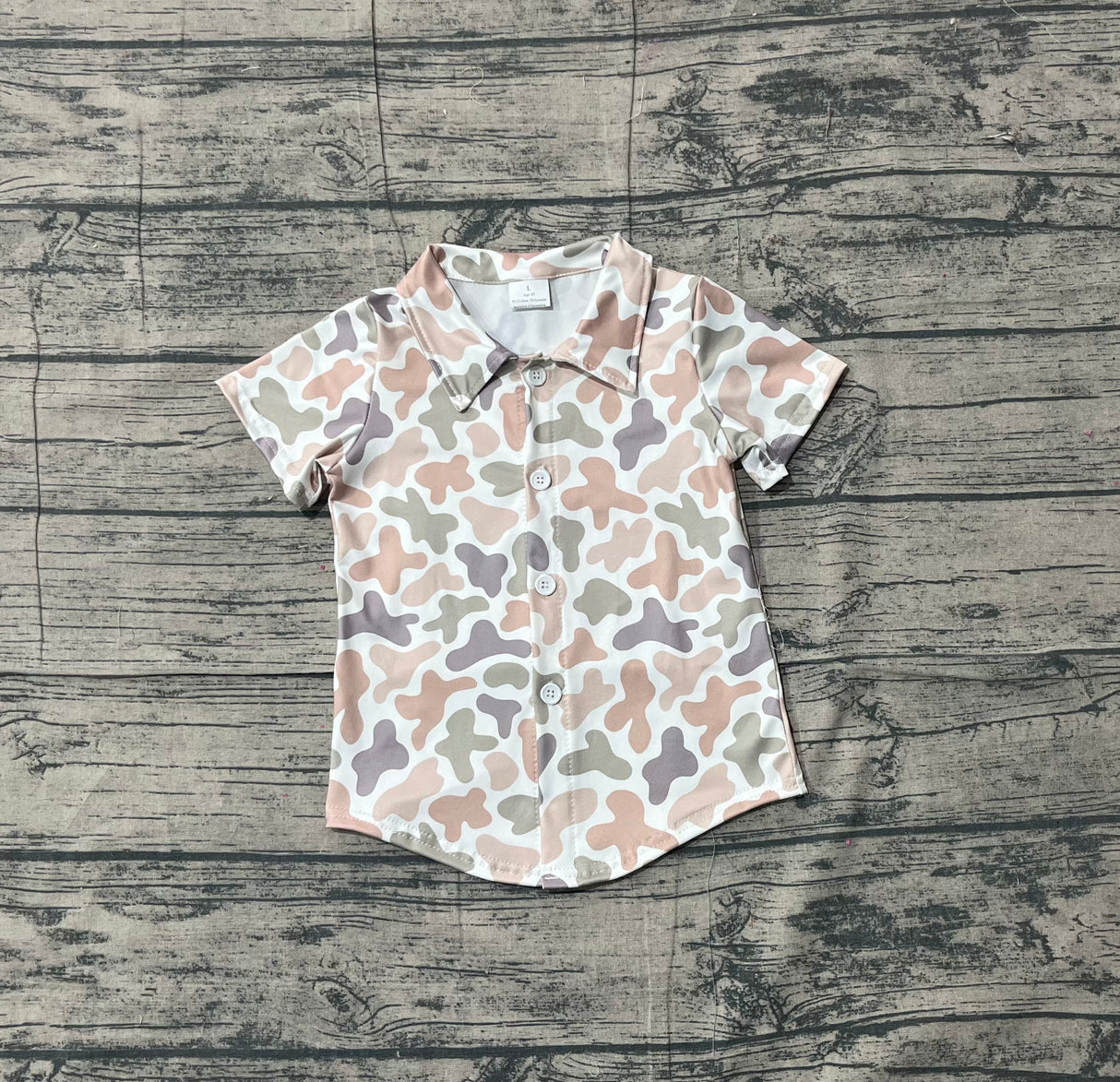 Short sleeves hunting camo kids boys button down shirt