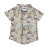Short sleeves beige camo kids boys button down shirt