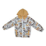 Long sleeves deer pocket kids boys zipper hoodie