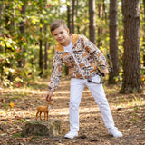 Long sleeves deer pocket kids boys zipper hoodie