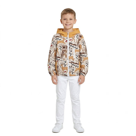 Long sleeves deer pocket kids boys zipper hoodie