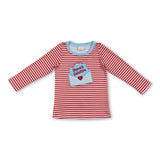 Red stripe mama's valentine heart kids boys shirt