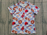 Short sleeves plaid baseball kids boys polo shirt
