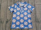 Short sleeves light blue baseball kids boys polo shirt