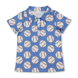 Short sleeves light blue baseball kids boys polo shirt