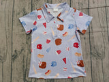 Short sleeves stripe baseball kids boys polo shirt