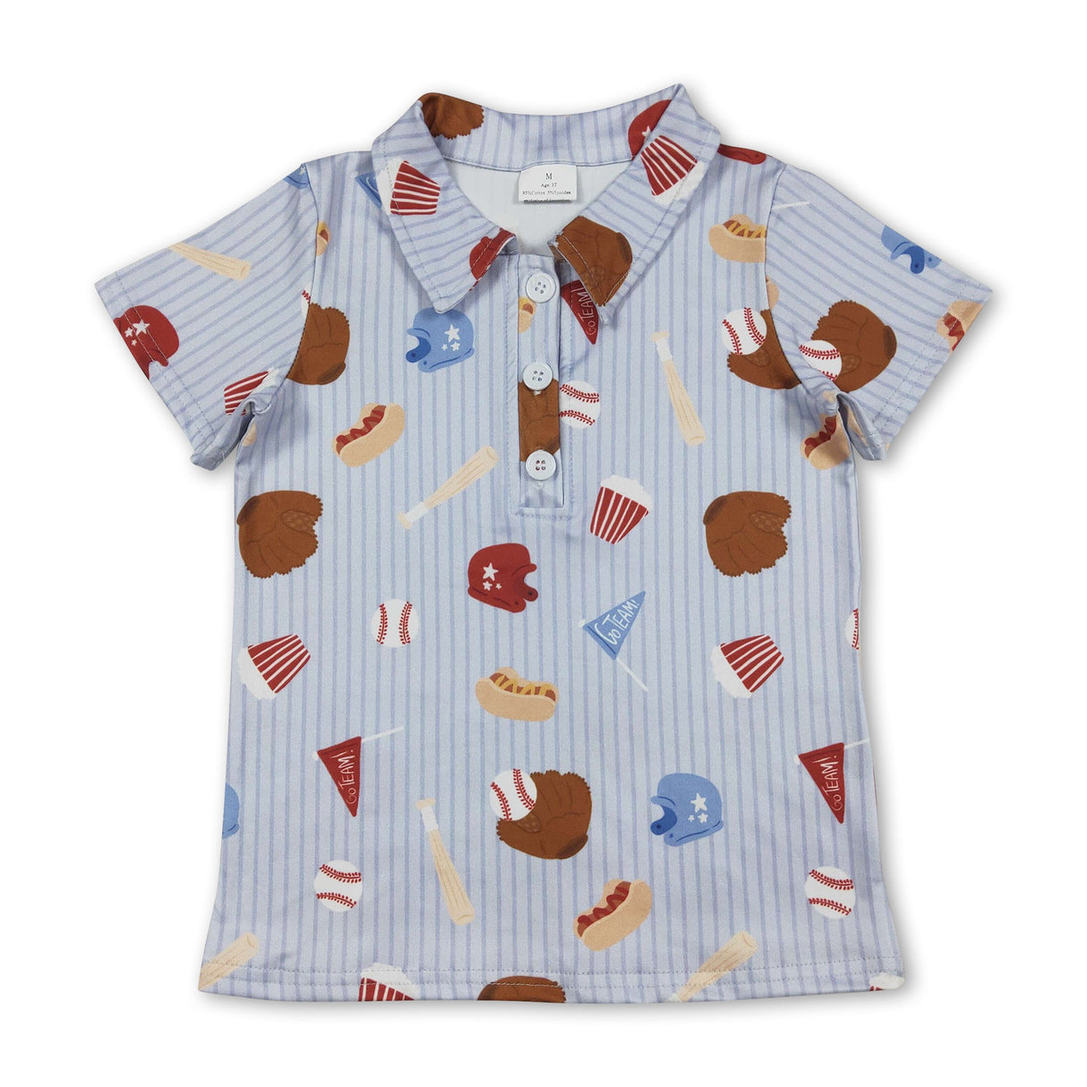 Short sleeves stripe baseball kids boys polo shirt