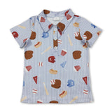 Short sleeves stripe baseball kids boys polo shirt