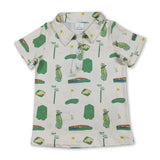 Short sleeves golf green jacket kids boys polo shirt