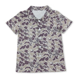 Short sleeves camo adult men button down top