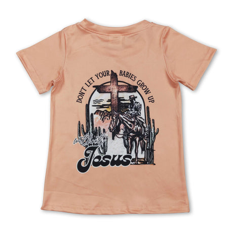 Short sleeves cross cactus rodeo kids boys western shirt