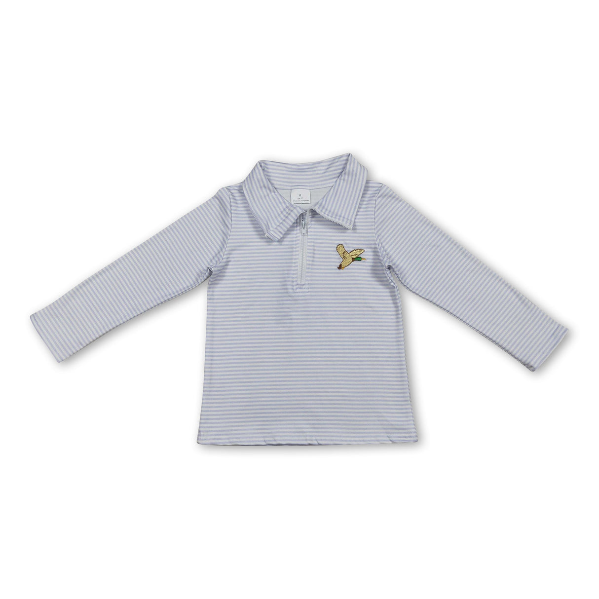 Long sleeves stripe duck embroidery kids boys pullover