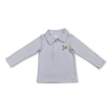 Long sleeves stripe duck embroidery kids boys pullover
