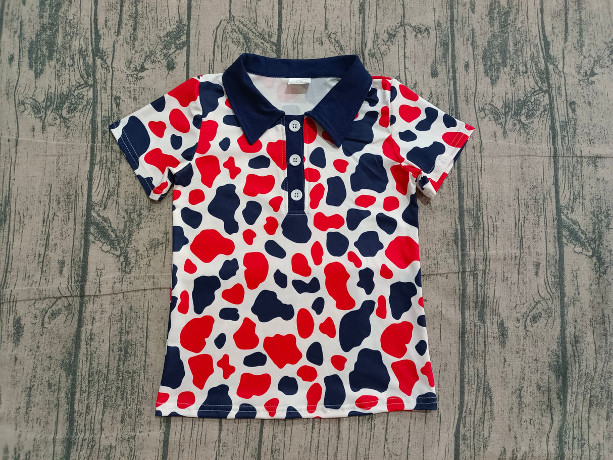 Short sleeves camo boys 4th of july polo shirt