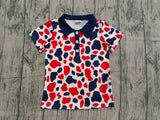 Short sleeves camo boys 4th of july polo shirt