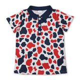 Short sleeves camo boys 4th of july polo shirt