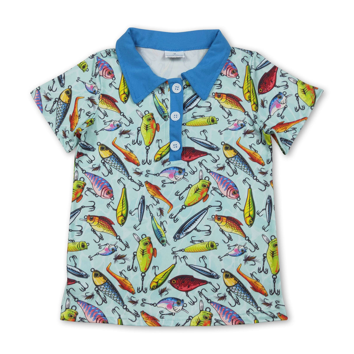 Short sleeves fish lure kids boys summer polo shirt