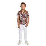 Short sleeves bull skull rodeo western boys polo shirt